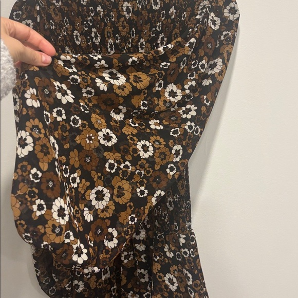 Michael Kors Floral Long Sleeve Dress - Brown and White - Picture 10 of 14